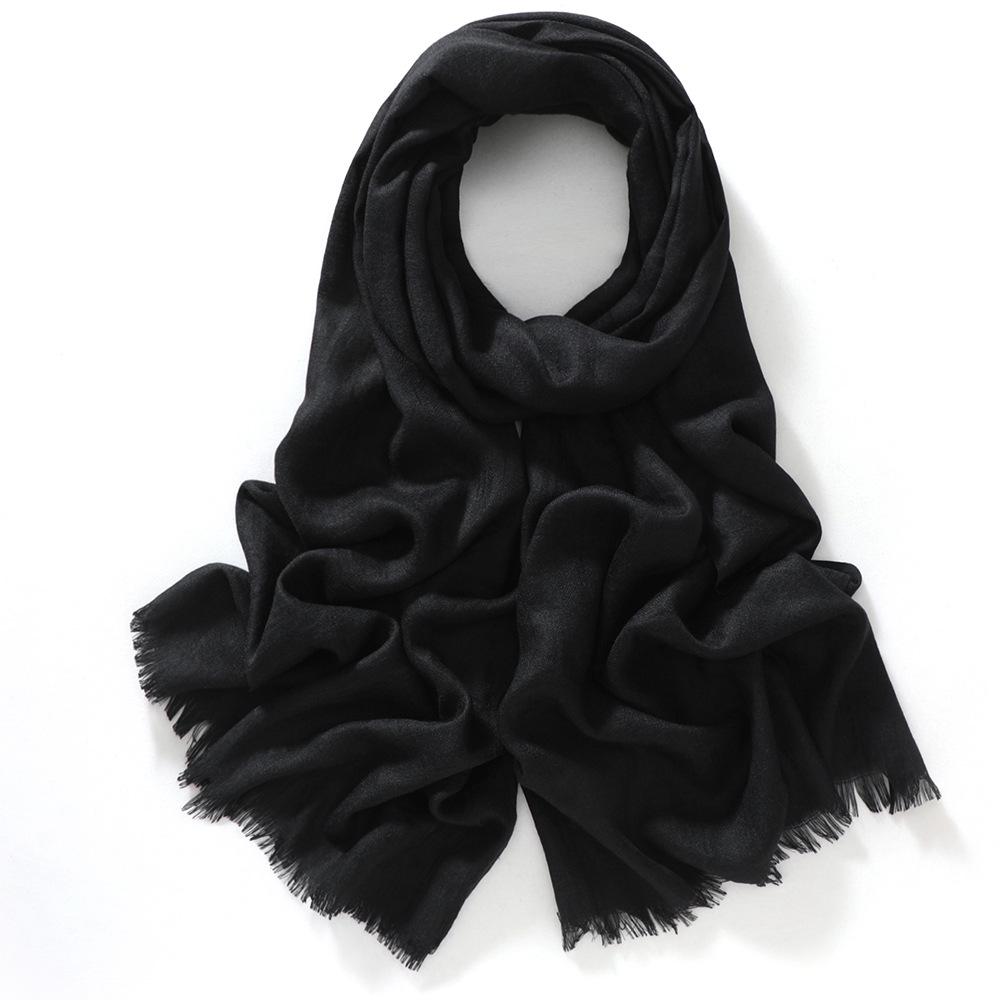 New Ultra-thin Fiber Solid Color Macaron Scarf Women's Winter Fashion Cotton and Linen Shawl Fringed Warm