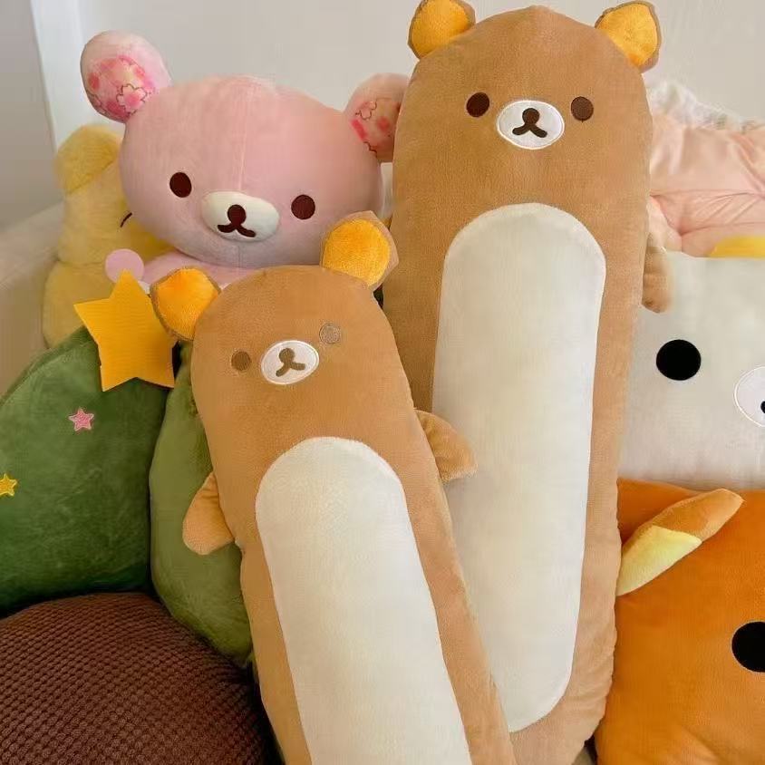 Cute Easy Bear Long Throw Pillow Bedside Cushion Pillow Dormitory Bed Long Throw Pillow Sleeping Doll Pillow Raw