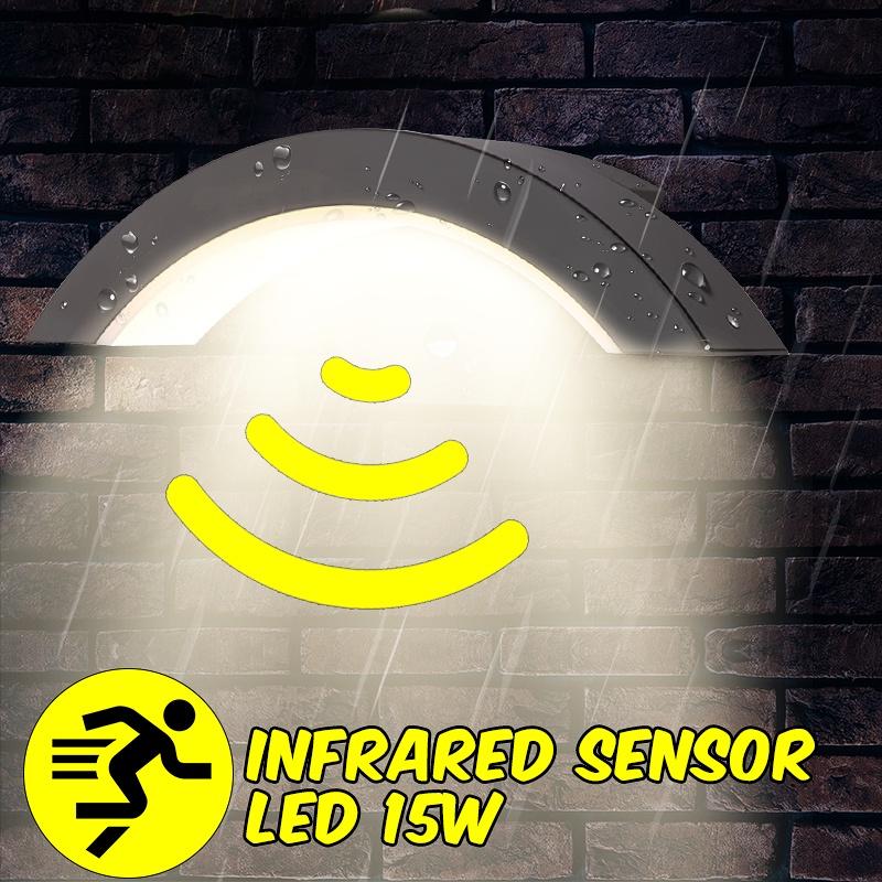15W 220V Outdoor Wall Light Motion Sensor LED Wall Lamp Garden Yard Porch Outdoor Warm Light Waterproof IP54