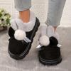 Thick Bottom Bow Rabbit Plush Cotton Shoes Household Women Home Simple Warm Snow Boots Anti-slip