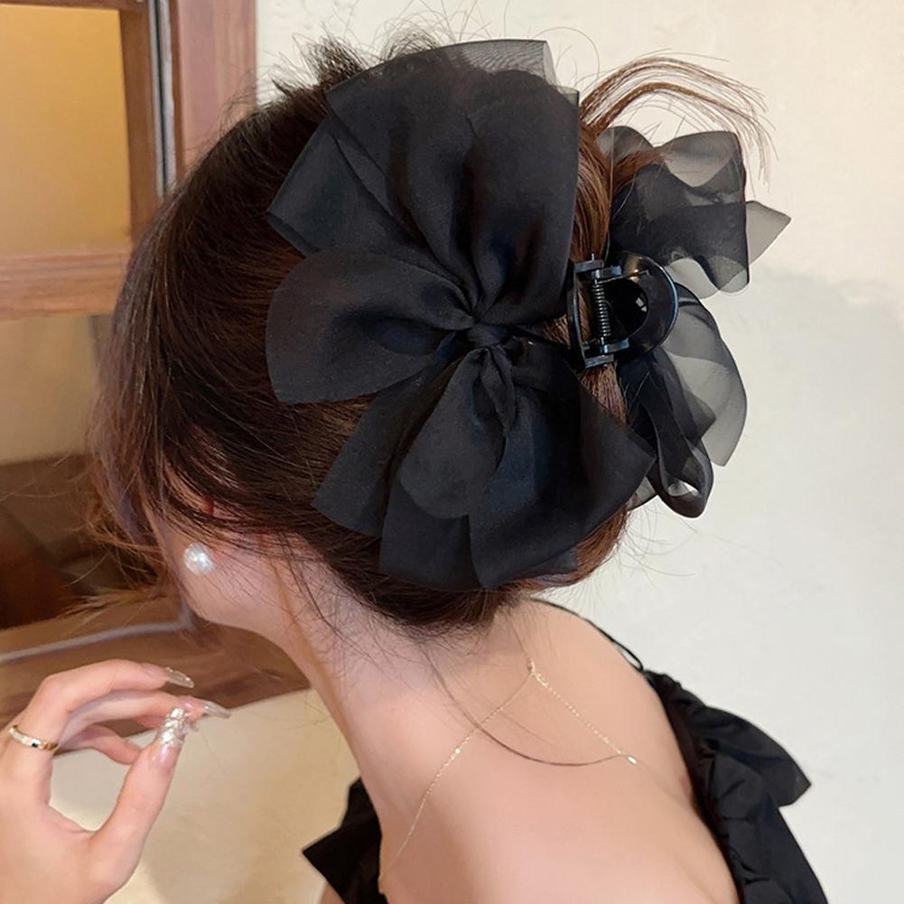 New Sweet Mesh Tulle Bow Hair Clips Solid Color Bowknot Hair Clips For Women Girls Barrettes Claw Clip Kids Hair Accessories