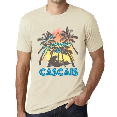 Herren Vintage T-Shirt Grafik T-Shirt Sommer Dreieck Cascais Natur