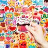 50 Girl Heart Hand-painted Cartoon Doodle Strawberry Cake Watermelon Five-pointed Star Waterproof Stickers