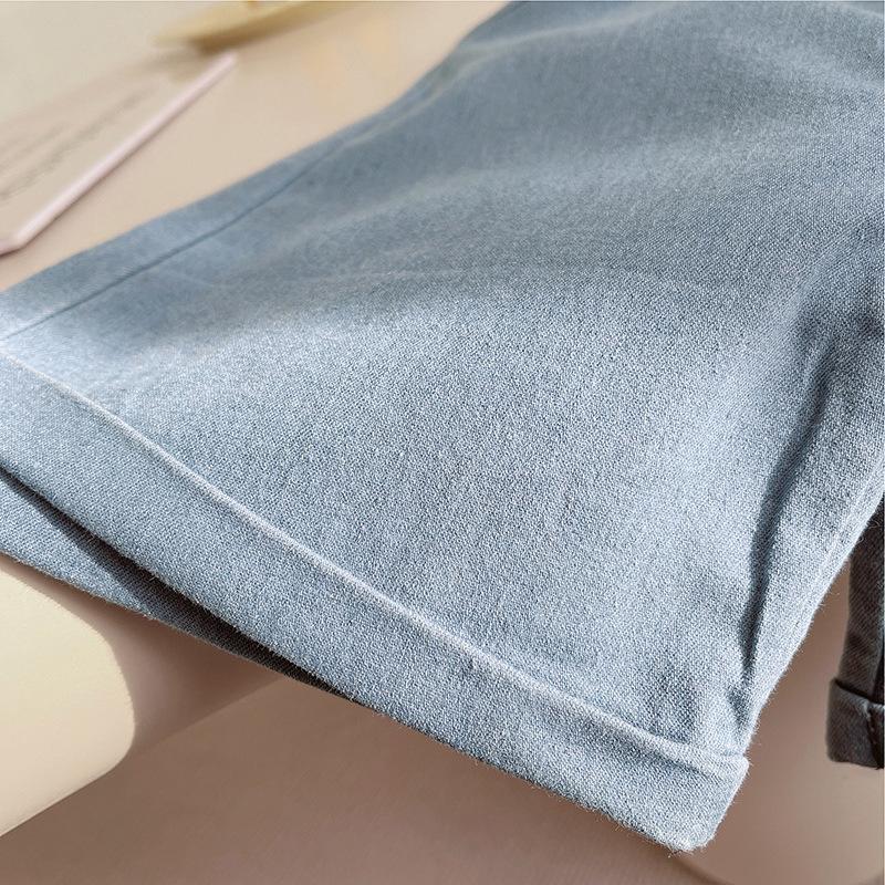 Children's Summer Short Sleeved Set with Korean Striped Printed T-shirt and Soft Denim Shorts Summer Two-piece Set