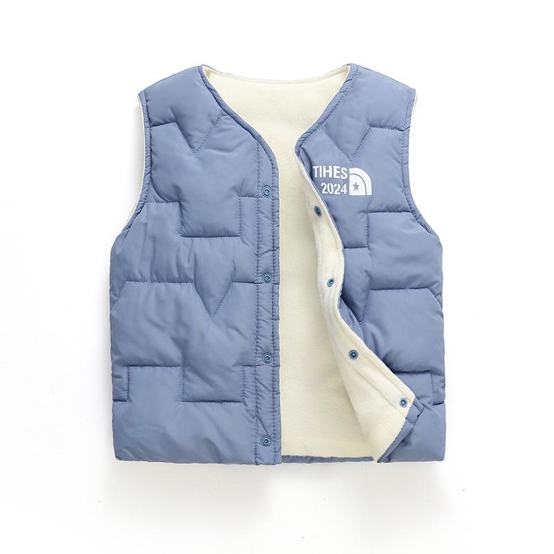 

Осенне-зимний детский бархатный жилет, хлопковый жилет, корейская мужская и женская одежда, теплый жилет 170 синий