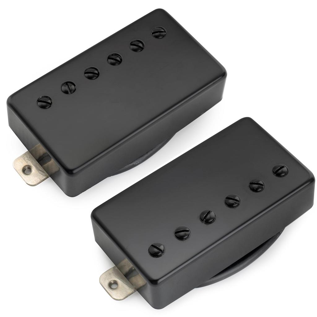 Musiclily Pro Alnico 5 Covered Humbucker Pickup Neck and Bridge Set for LP Electric Black LP-CMHA (7.5K/16K) Guitars,