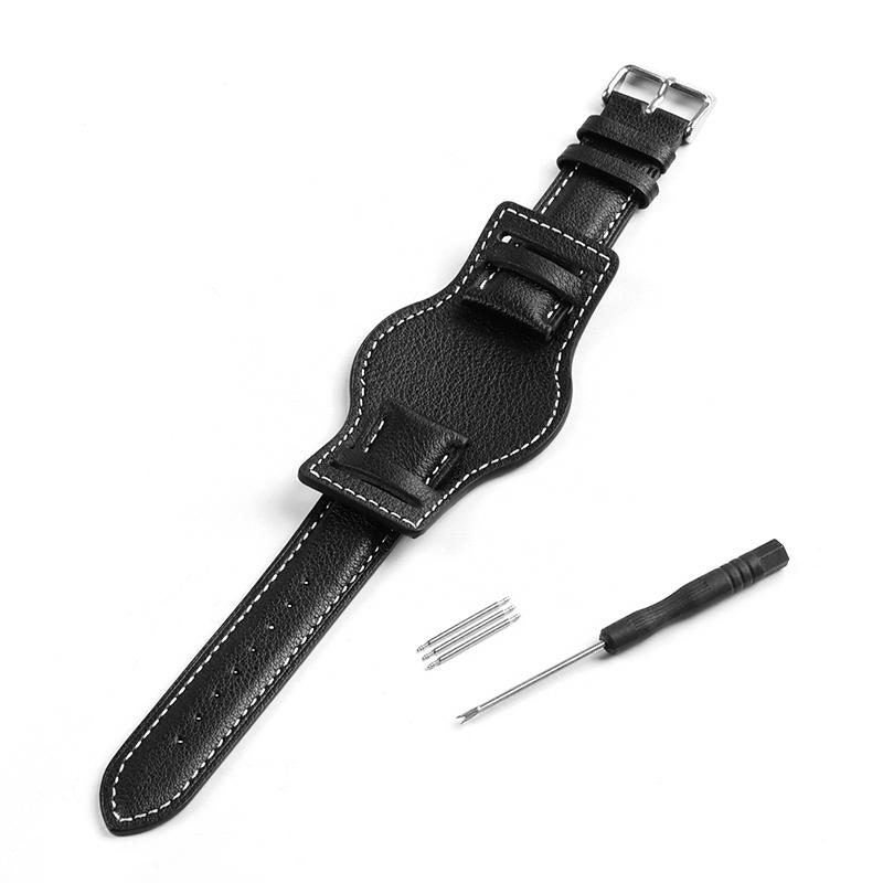 Calfskin Watch Strap with Mat Bund Band Retro Genuine Cowhide Brown Coffee Wristband for Men Women Watch Bracelet 18mm 20mm 22mm