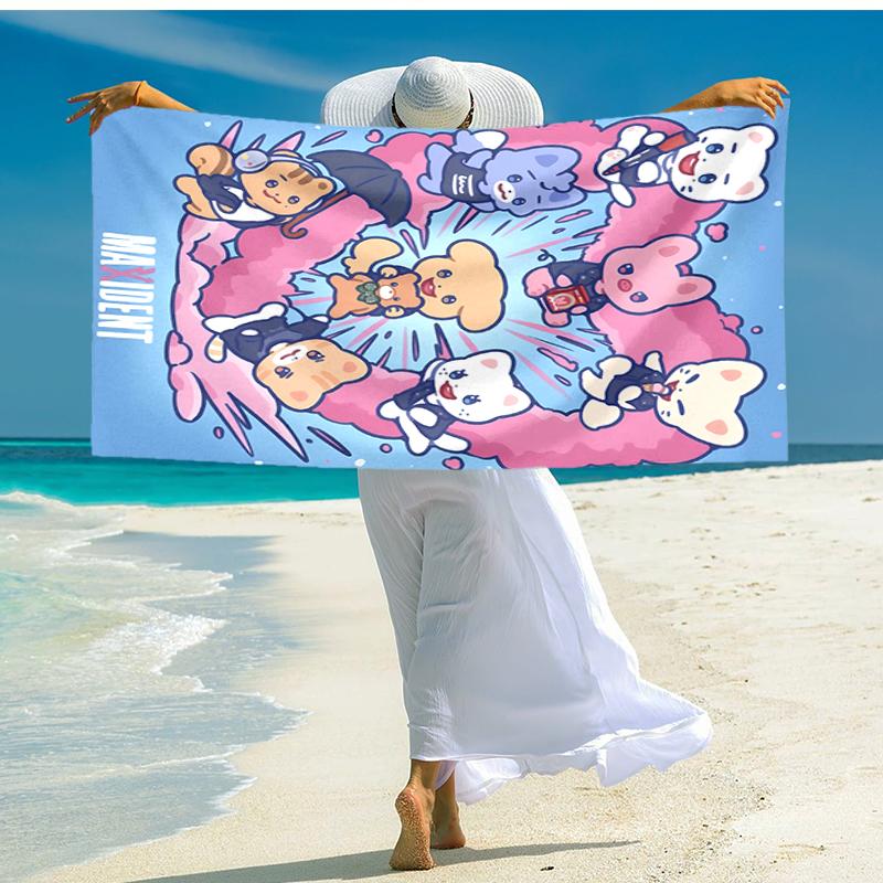 1pc Kpop Team4 Beach Towel, Comfortable and Thick, and Swimming/Bath/Picnic/Camping Towel, Suitable for Seaside Beaches