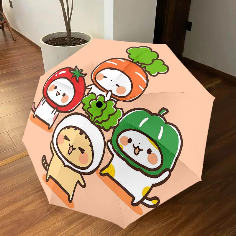 1PC Vegetable Cat Umbrella-8-Rib Reinforced Portable Folding Travel Suitable for All Seasons Outdoor Daily Use Is an Ideal Choice -F319