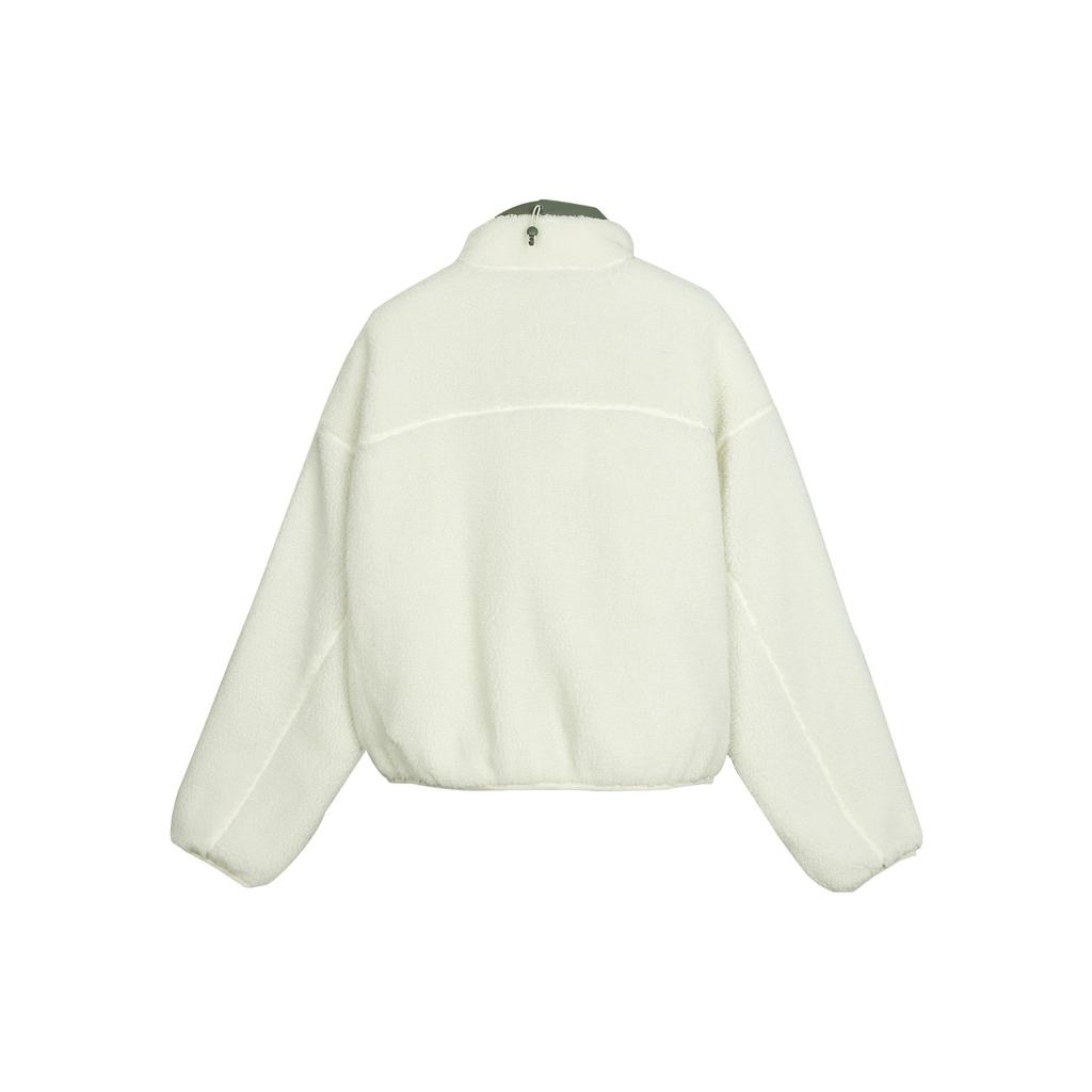 Skechers Fashion Retro Color Block Knitted Jacket Women Jackets Tofu-White L423W011-0211