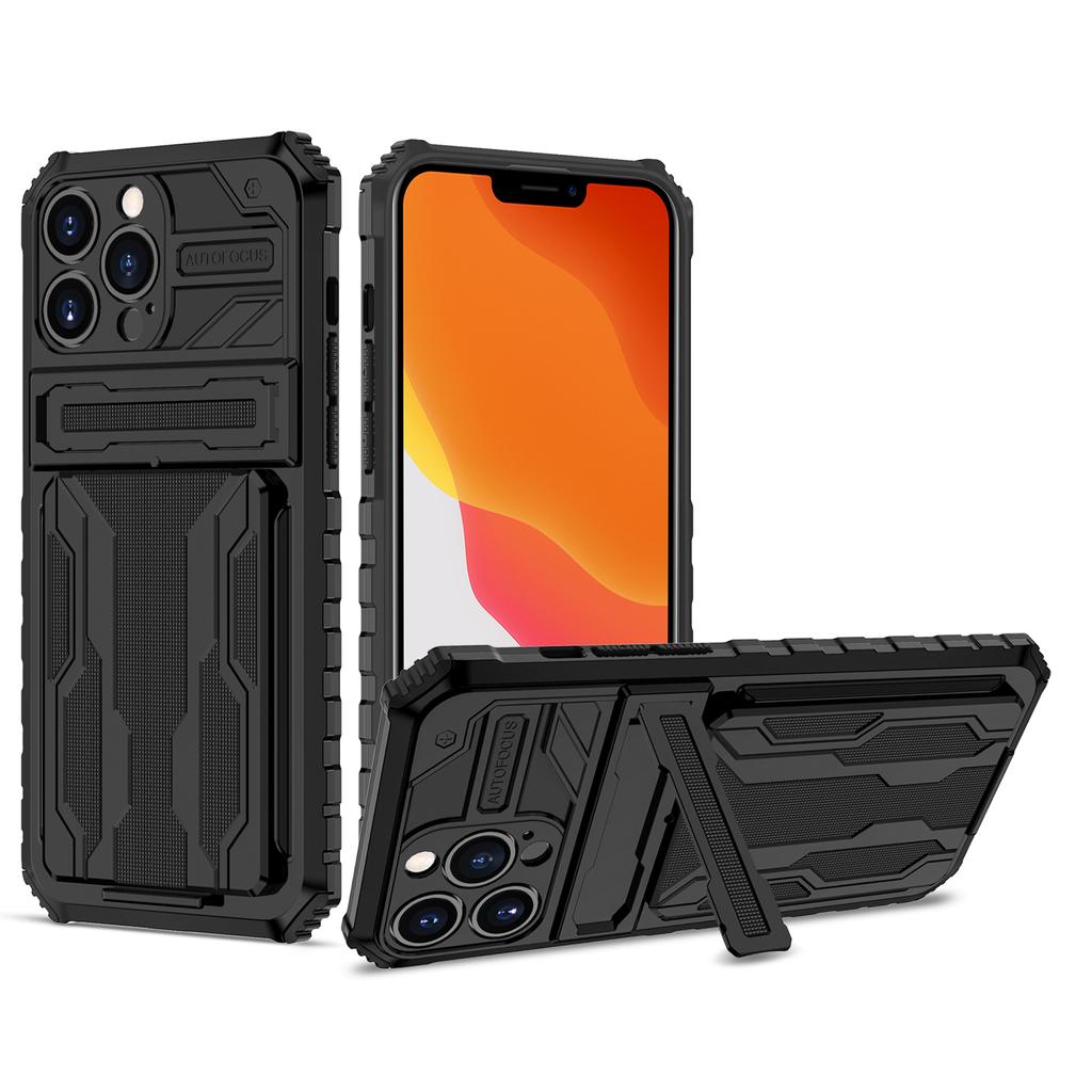 for iPhone 13 13 12 Pro Case Wallet 3-Card Flip Cover Credit Card Holder Slot Back Pocket Dual Layer Protective Hybrid Hard Case