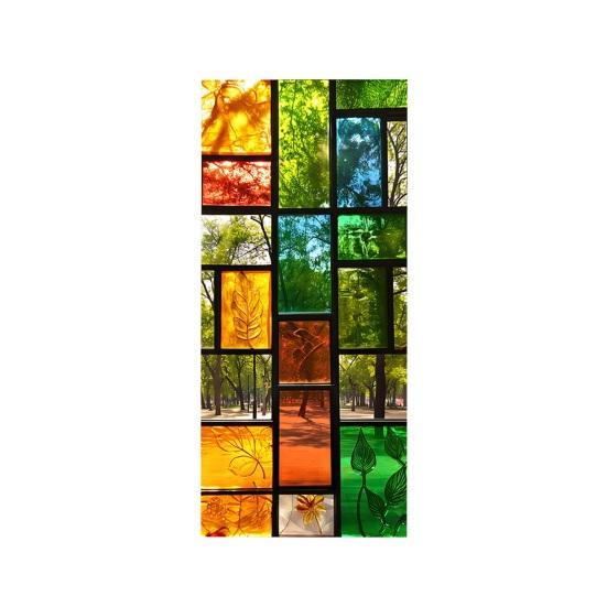 

Geometric Pattern Window Film Stained Glass Style Static Cling Privacy Film Waterproof Removable Window Privacy Film for Bathroom Bedroom Kitchen D