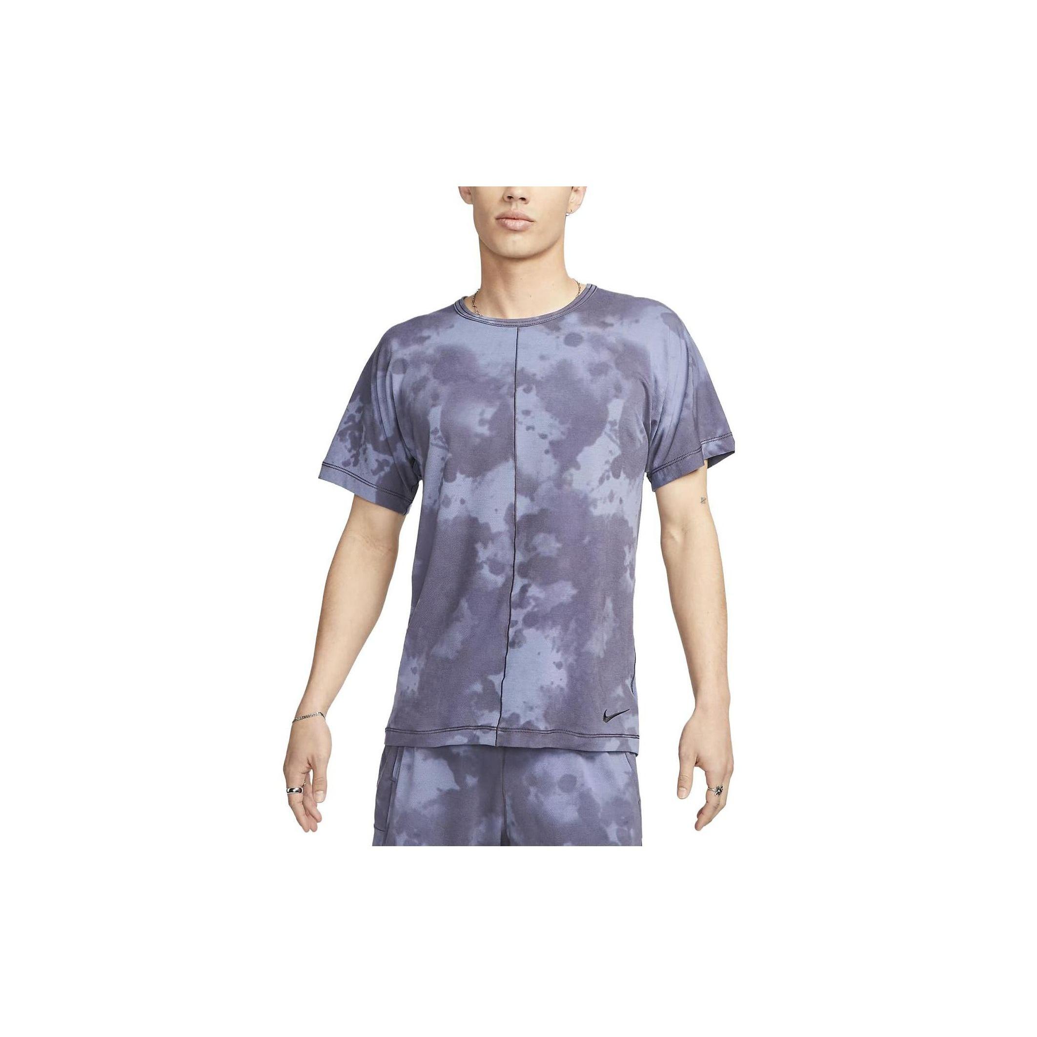 Nike Dri-FIT All-Over Print Short-Sleeve Yoga Top  Purple  Men s DX0923-015 L