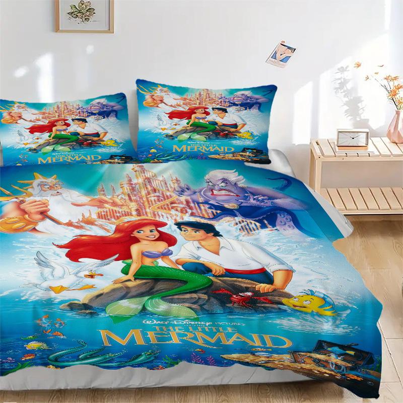 Mermaid'S Magical Adventure Print 3Pcs Bedding Setduvet Cover With 2 Bedropillowcase Home Birthday Gift