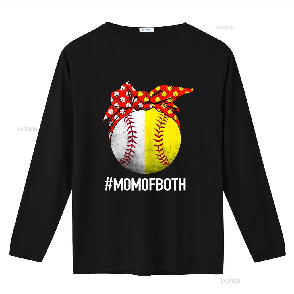 Mom Of Both T Shirt For Women Baseball Softball Vintage Washed Streetwear Slightly Unisex Breathable Homme Graphic Fashion