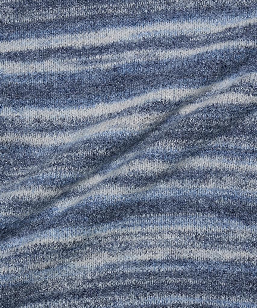 Golden Sunshine Wool Stripe Knit Hood Zip-Up_Blue