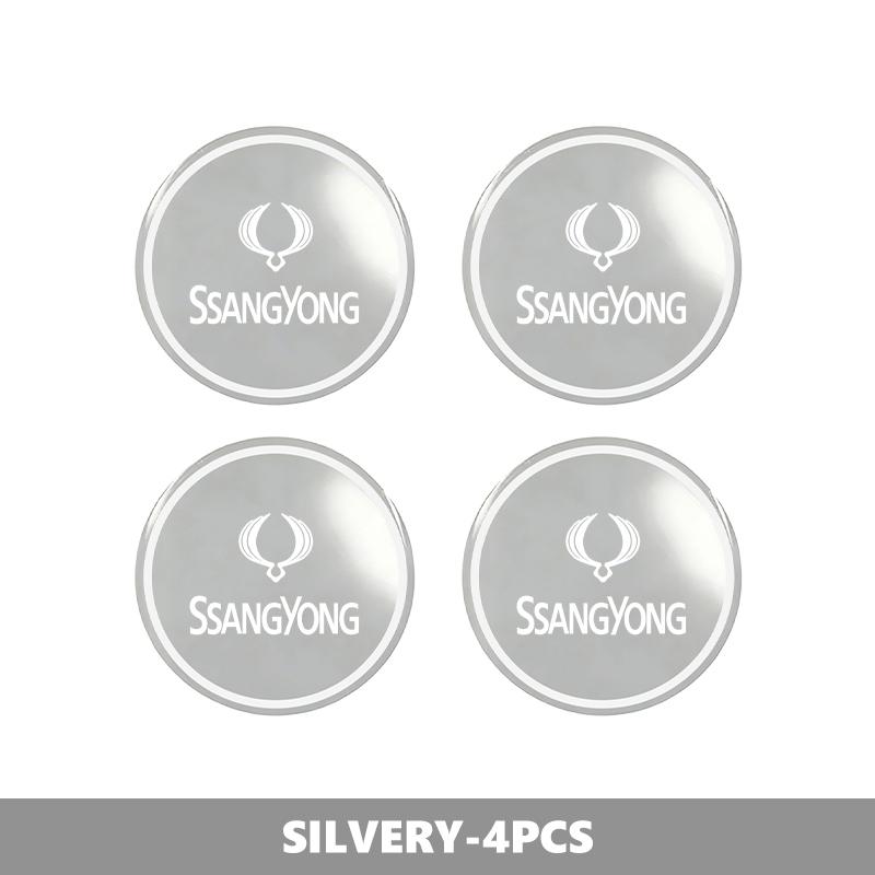 4pcs 56mm Car Aluminum Logo Wheel Center Hub Cap Badge Sticker For SsangYong Musso Rexton Torres Kyron Actyon Tivoli Rodius