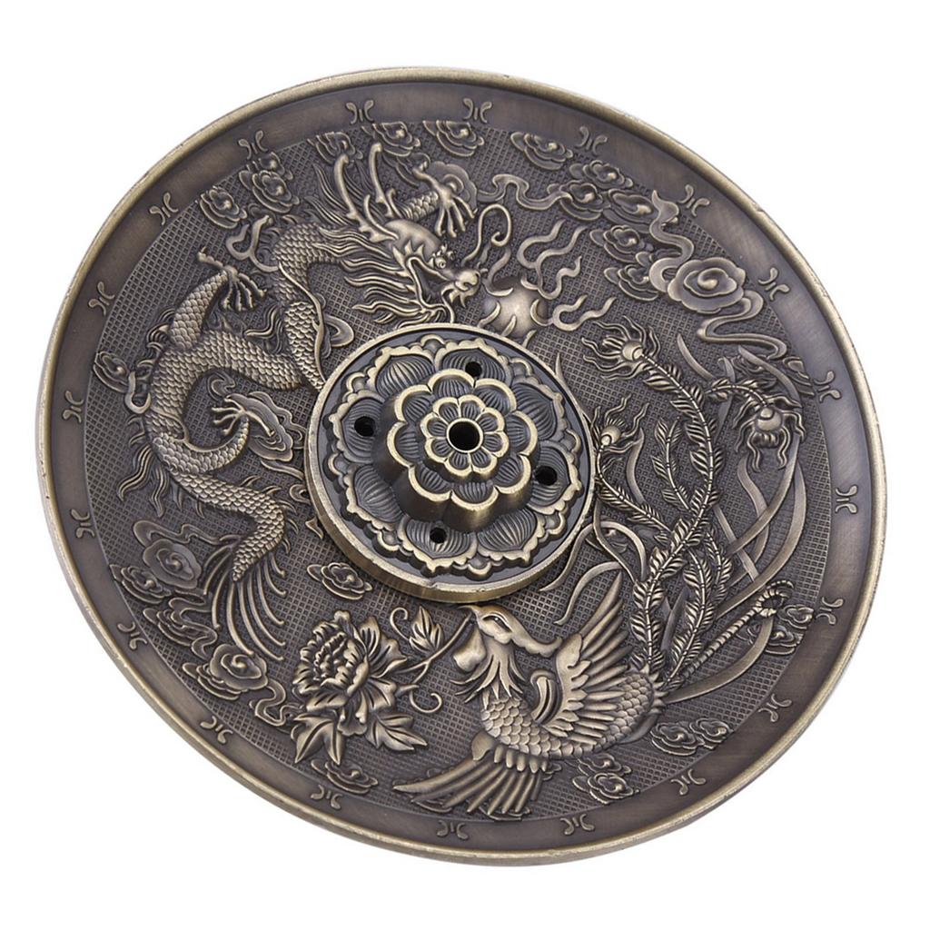 Zinc Alloy Incense Stick   Holder Dragon Pattern   Plate for Bedroom Temple Bronze