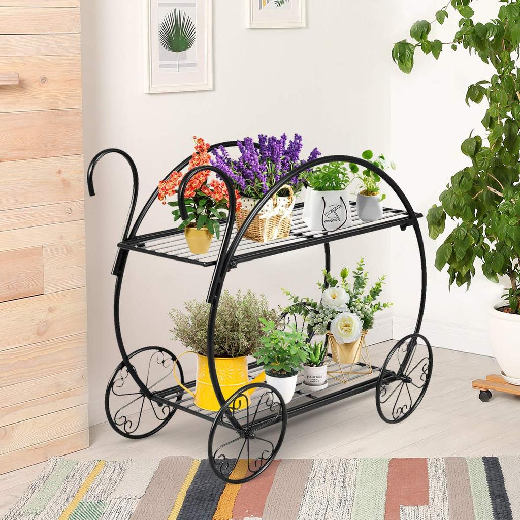 TANGKULA Garden Rack Flower Stand Iron Ivy Stand Gardening Rack Flower Rack Bonsai Shelf Plant Shelf Potted Plant Stand Flower Stand Iron Garden