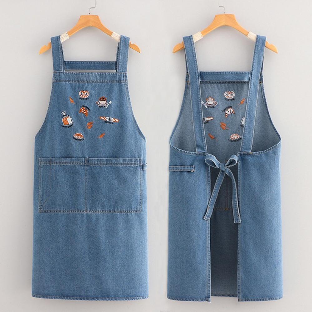 Fashion Retro Apron Artistic Design Korean Workwear Apron Durable Baking Apron Milk Tea Shop