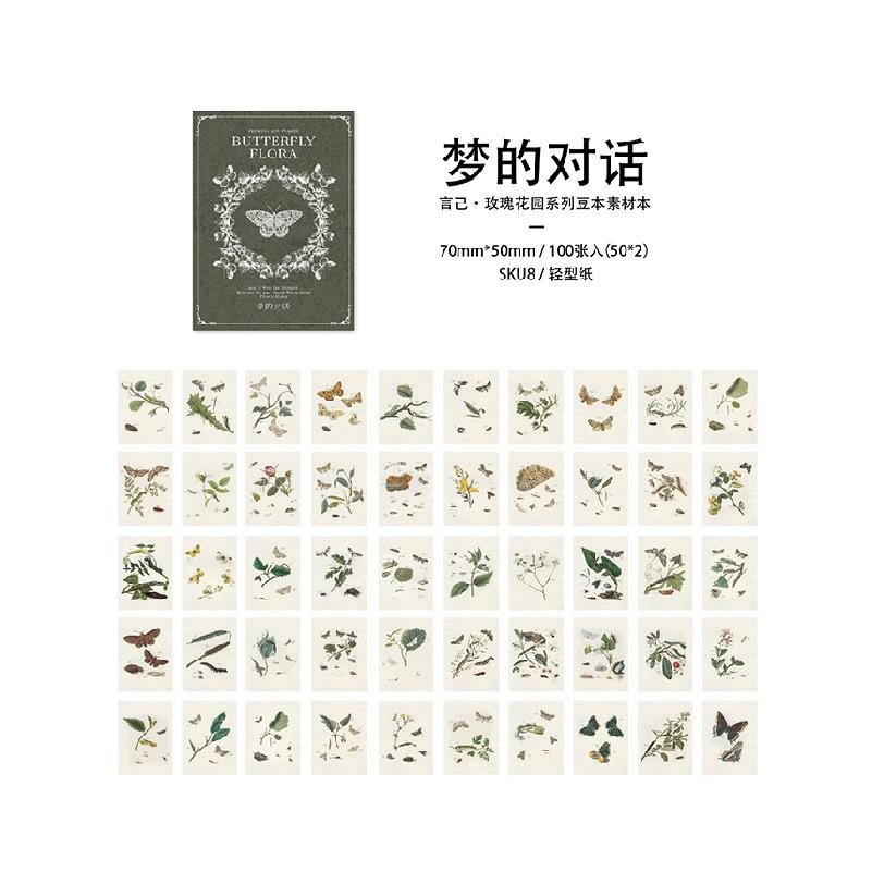 100-Sheet Vintage Miniature Material Mini-Book Set, Retro-Themed Craft Pages, for Journal Collage & Handmade Creation