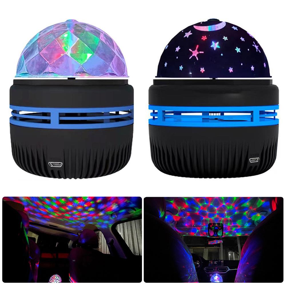 Car USB Star Projector Lamp Multifunction LED Light Powered Colorful Rotating Magical Light Atmosphere Lamp Bar KTV Party Light
