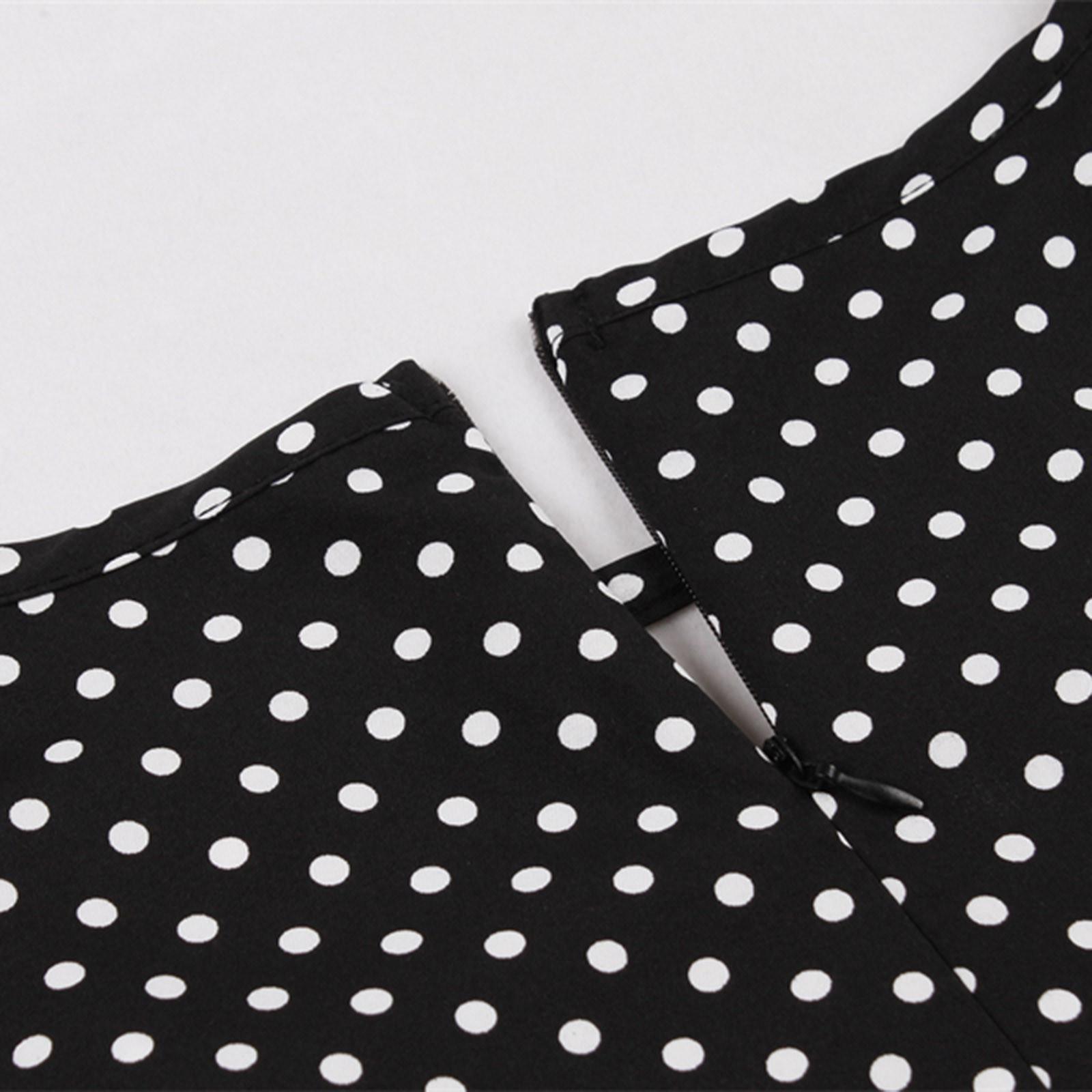 Женское модное повседневное облегающее платье в горошек с круглым вырезом и принтом — фото 4