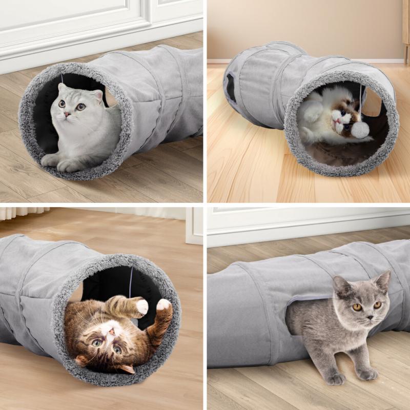 Cat Tunnel Pet Toy Toy with Ball and Hole Foldable Cat Tunnel Easy To Store