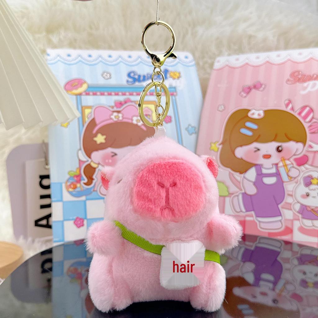 Viral Capybara Backpack Charm: Plush Toy Keychain and Pendant