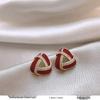 French Retro Pearl Plaid Earrings: Luxury Korean Studs for Women