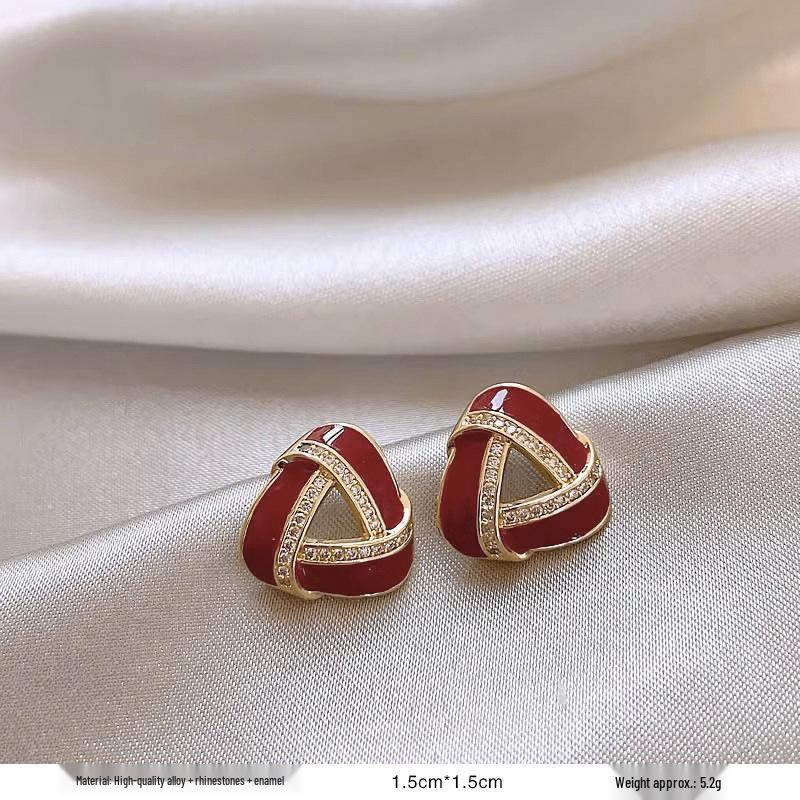 

Серьги-пусеты в ретро-стиле с красной глазурью «капля» для женщин - Уникальный нишевый дизайн начала осени