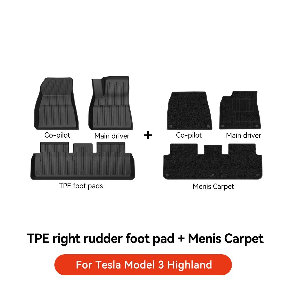 YZ TPE Car Floor Mats for Tesla Model 3 Y Highland Juniper 2019-2026 Luggage Mat Set Four Seasons Waterproof Anti-slip Trunk Mat