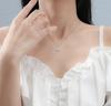 Rockyu brand jewelry - Popular necklace for women, sterling silver (925), pendant, flower design, crystal, Asian ethnic style.