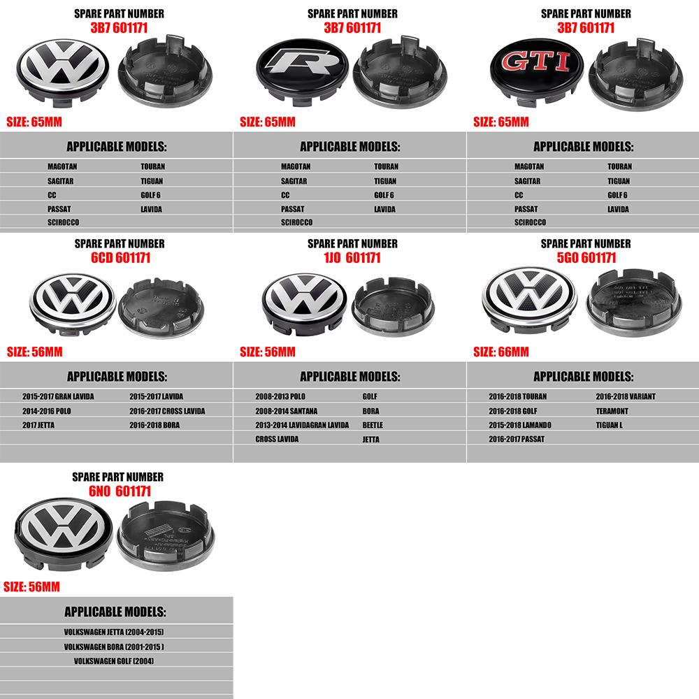 2026 New 4PCS 56mm 65mm Car Wheel Center Hub Caps Cover Badge Auto Decoration Accessories For VW Volkswagen Golf Polo Jetta Passat Touran