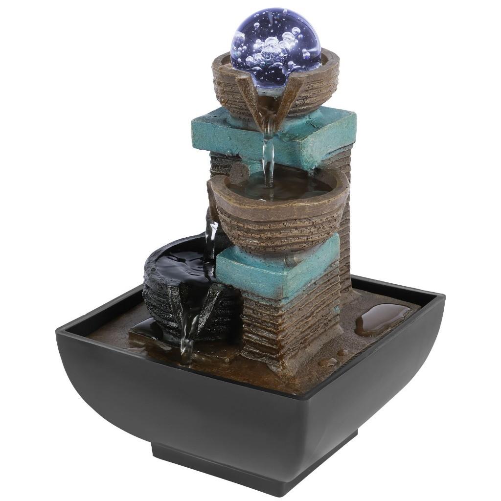 Büro Heim Tischplatte Wasserfall Deko Entspannung Meditation Schreibtischbrunnen Kreative Sanfte Lichter Fließendes Wasser Ornamente