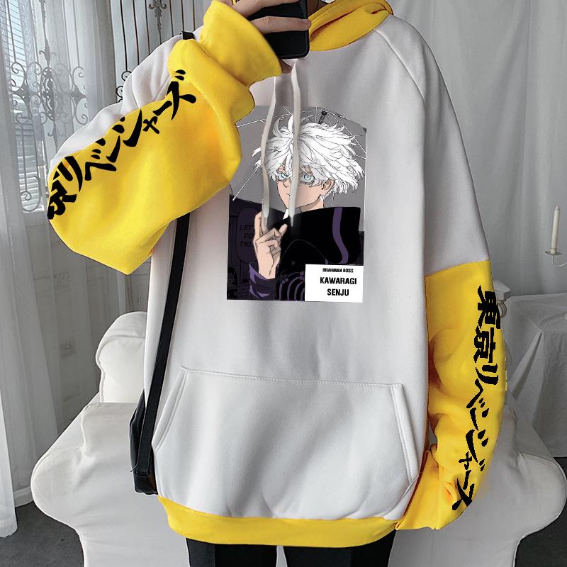 

Смешные японские аниме Tokyo Revengers Senju Kawaragi Harajuku толстовки мужские и женские с длинным рукавом осень-зима пэчворк толстовки 4XL жёлтый