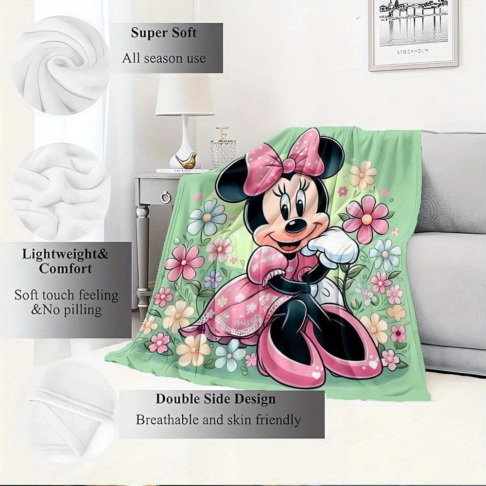 1pc Flannel Minnie Mouse Flower Bedding Throw Blanket Sofa Cover Gift Home Decor Lightweight Soft Warm Throw Blanket for