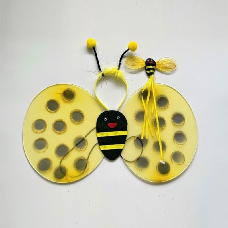 4Pieces Bees Costume for Adult Women Honeybee Costume Set Halloween Cosplay Costume Fun Pretend Play Accessories