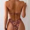 Women's New Triangle Cup Print Low Waist Sexy Two Piece Bikini Swimsuit