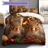 Two Squirrels Pattern Bedding Home Decoration Birthday Gift (1 * Duvet Cover + 2 * Pillowcase, Without Core)