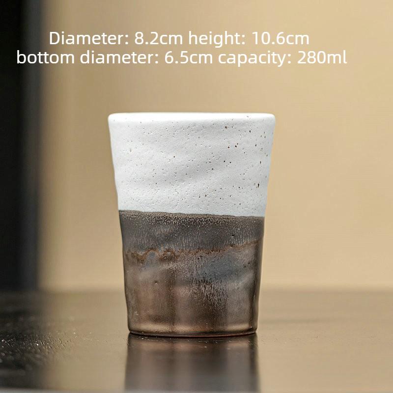 Rustic Stoneware Mug Handmade Ceramic Cup Japanese Iron Rust Glaze for Coffee Tea Water Hot Cold Beverage Home Office Use
