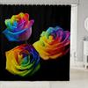 Rose Shower Curtain for Girls Couple Valentines Day Gift Romantic Floral Bath Curtain Botanical Flower Nature Bathroom Curtain
