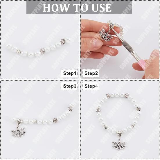 1 Box 240Pcs Small Bail Beads Silver Spacer Beads Charms Alloy Textured Tibetan Style Cylindrical Dangle Tube Bead Clasps for Jewelry Making Pendant