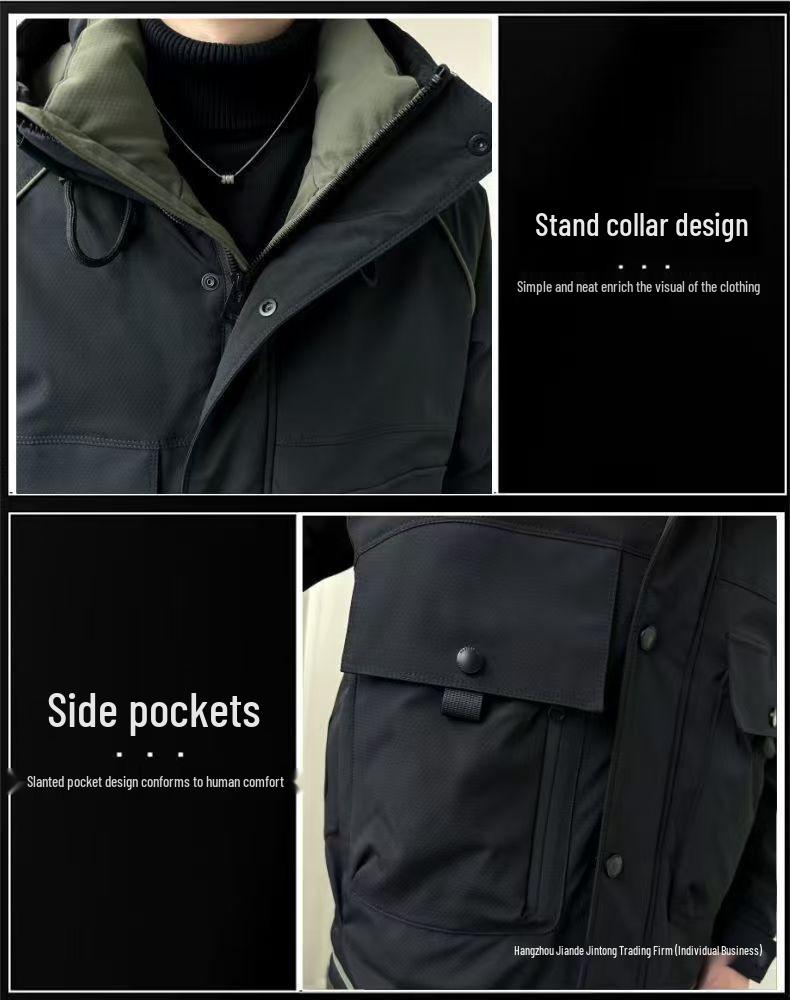 2025 Men's Hooded Winter Workwear Windbreaker Coat