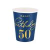 Kubeczki Happy Birthday 50, Granatowy 220Ml 6Szt.