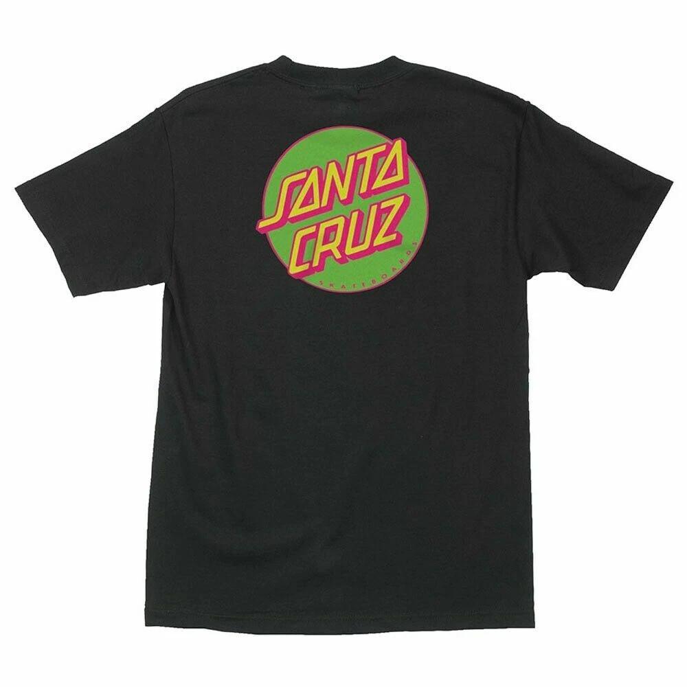 Santa Cruz OTHER DOT Skateboard T Shirt TAR w/NEON GREEN Dot S