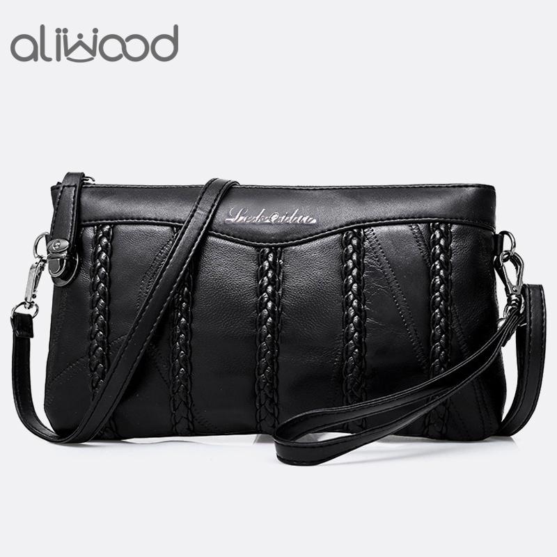 Genuine Sheepskin Leather Clutch Bags Women Shoulder Messenger Bags Casual Female Crossbody Bags