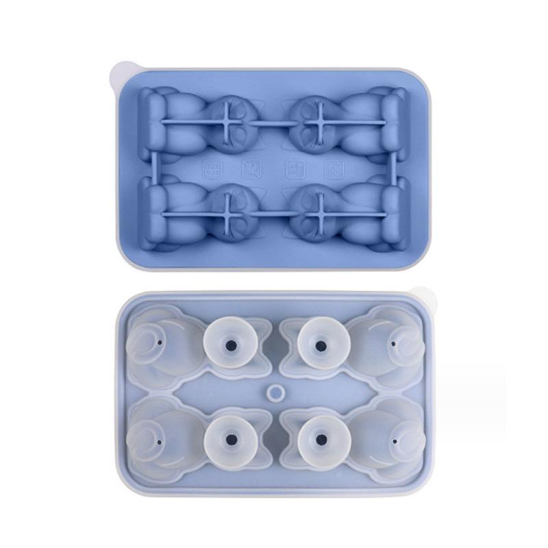 1PC Easy-Release 3D Cat-Shaped Kitchen Utensils Ice Cube Mold 4-Grid Silicone Mould Ice Ball Maker