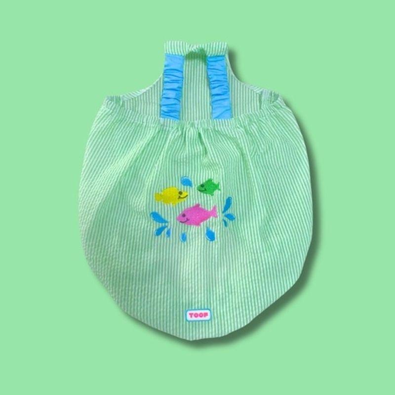 TOOF FISH EMBROIDERY SEERSUCKER TOP - GREEN