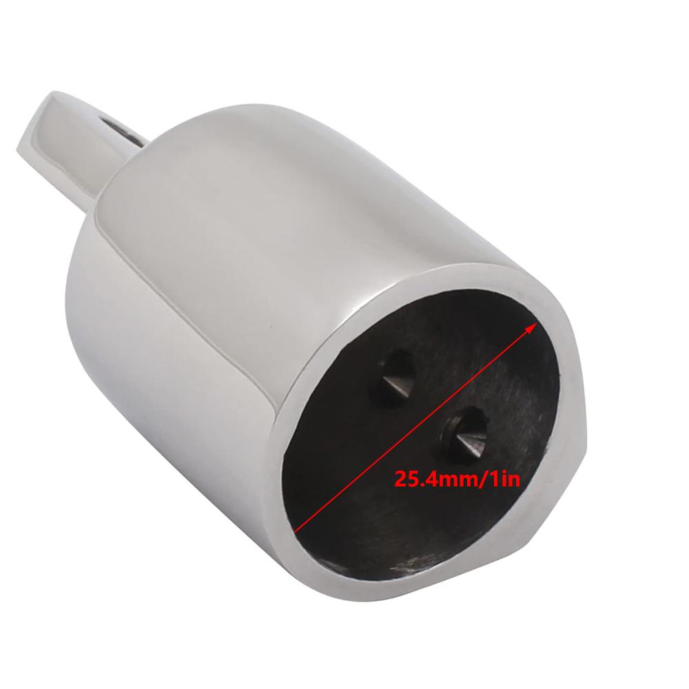 2x Stainless Steel 1" Bimini Top Eye End Cap For Round Tube Boat Marine Fitting